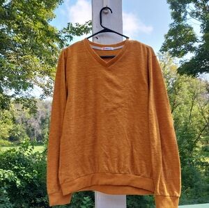 H2H Mens Sweater Size XL Long Sleeve Mustard Color